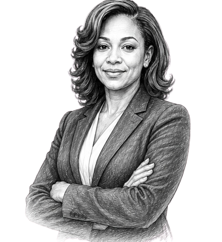 Pencil illustration of a professional businesswoman